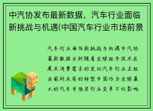 中汽协发布最新数据，汽车行业面临新挑战与机遇(中国汽车行业市场前景及投资机会研究报告)